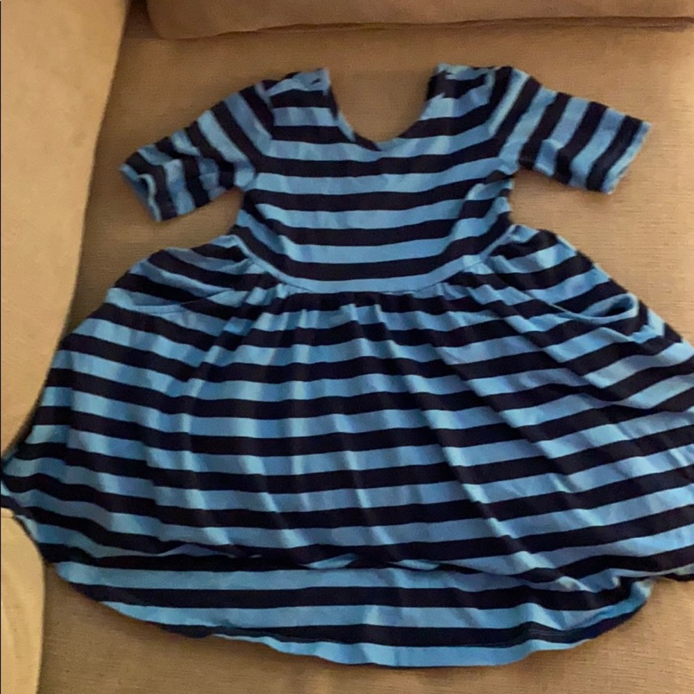 Striped Blue and Black Kids Dress